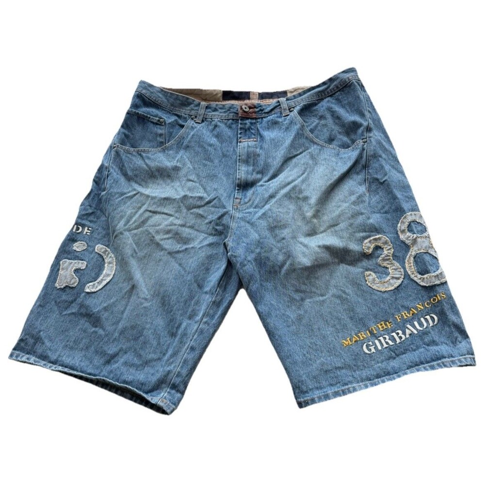 Vtg Marithe Francois Girbaud Denim Shorts Baggy Jorts Sz 42 Embroidered Rare